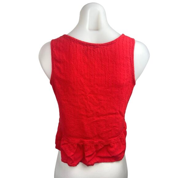 American Eagle Red V Neck Sleeveless Twist Front Cropped Tank Top Size XS - Picture 2 of 4